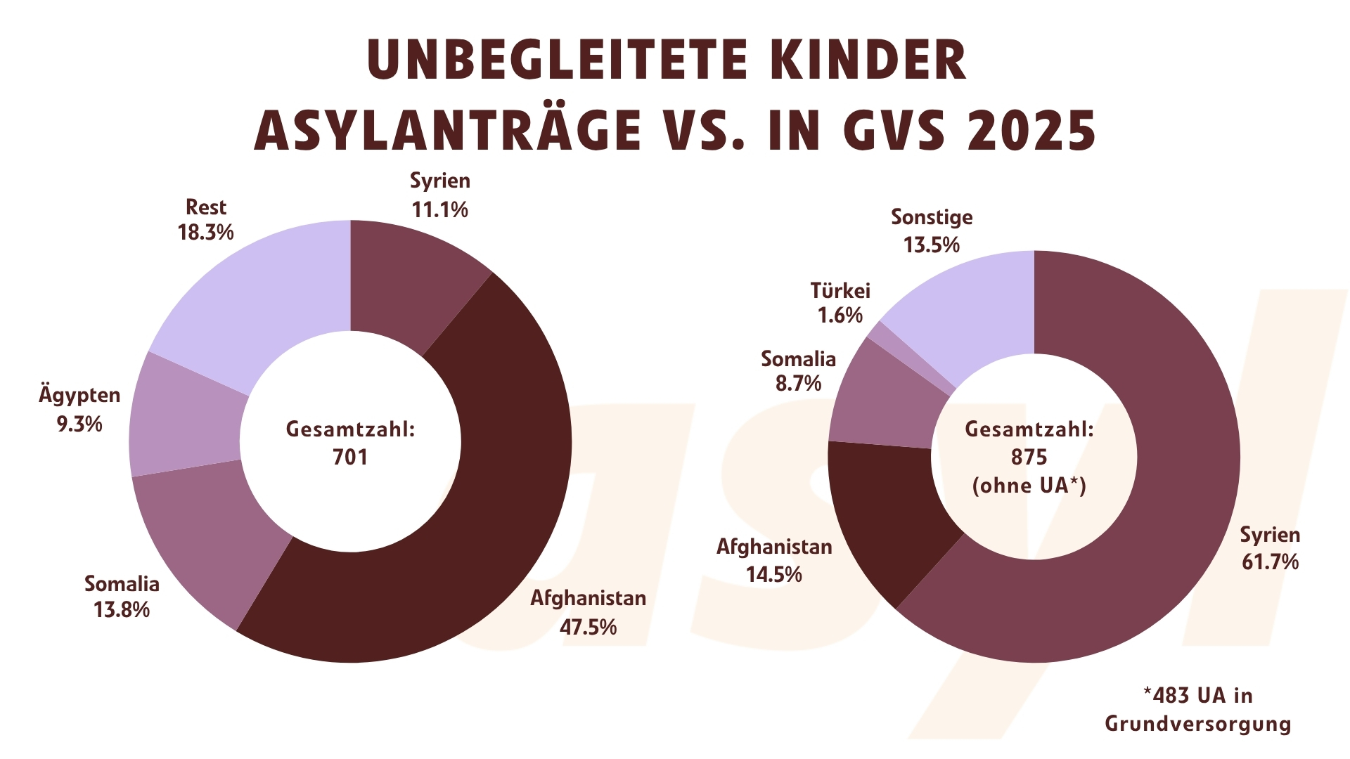 unbegleitete Kinder Herkunftsländern: Asylanträge vs. Grundversorgung 2025