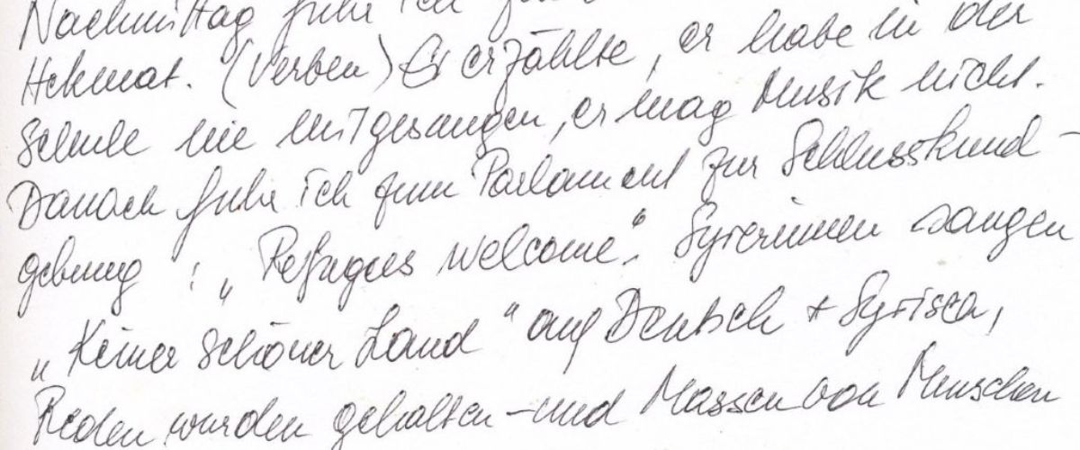 Handgeschriebene Tagebuchseite, Foto: Eva Novotny